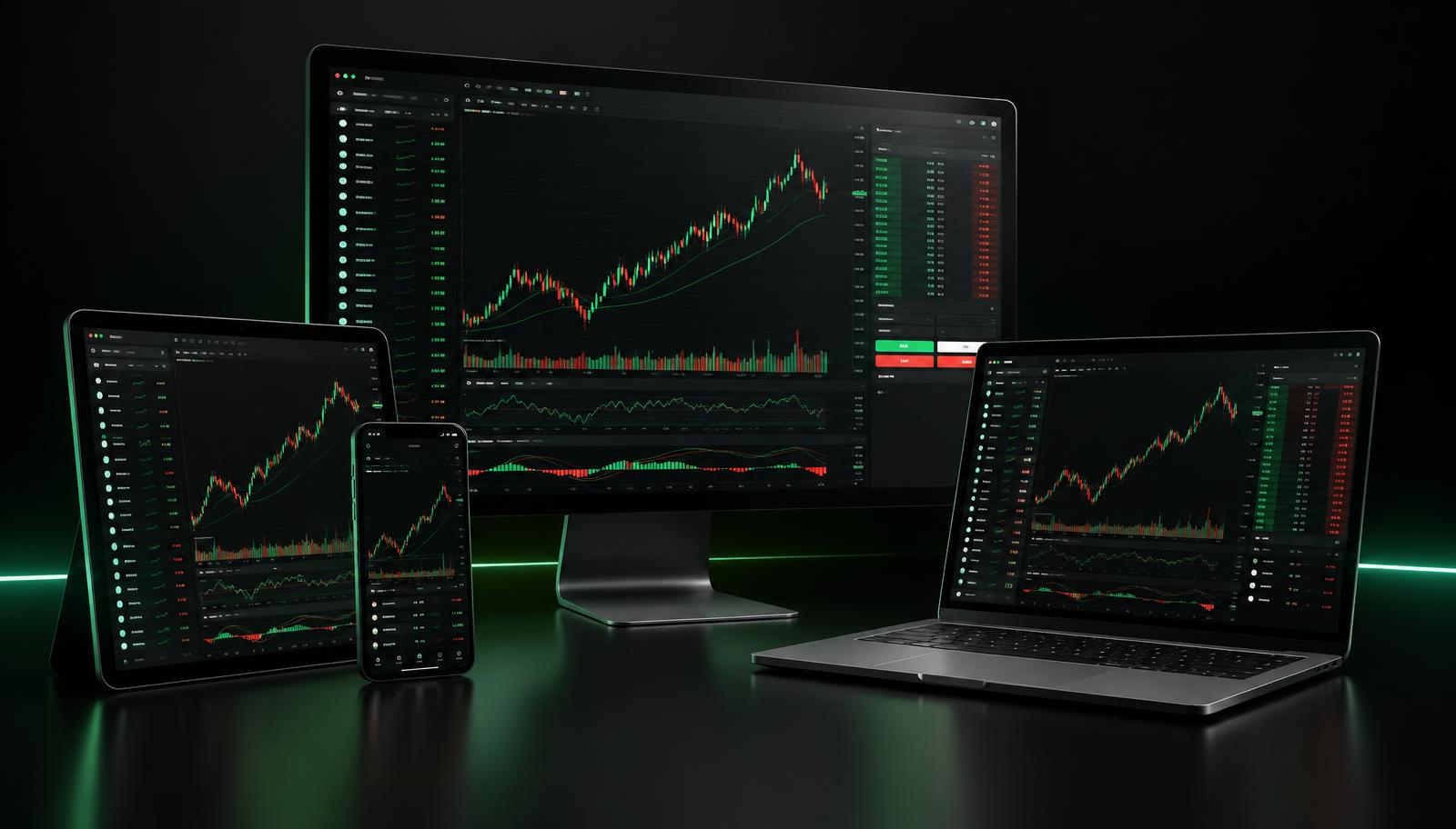 Futures charts displayed across desktop and mobile devices